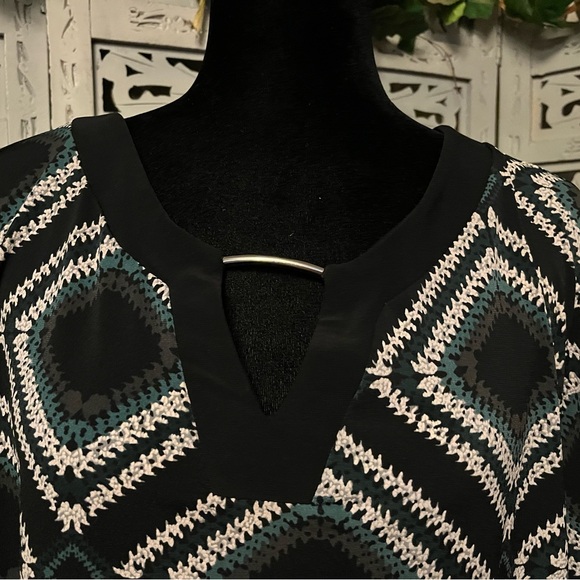 CATO EST.1946 DELIGHTFUL WHITE GREEN & BLACK DIAMOND & STITCHING DESIGN PLUS TOP - Picture 2 of 11